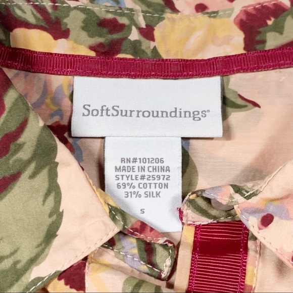 Soft Surroundings Silk Blend Floral Popover Blouse size small - Picture 2 of 7